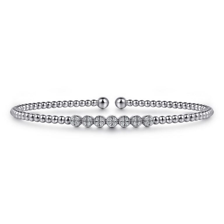 Bujukan Cuff Bangle Bracelet with Diamond Clusters