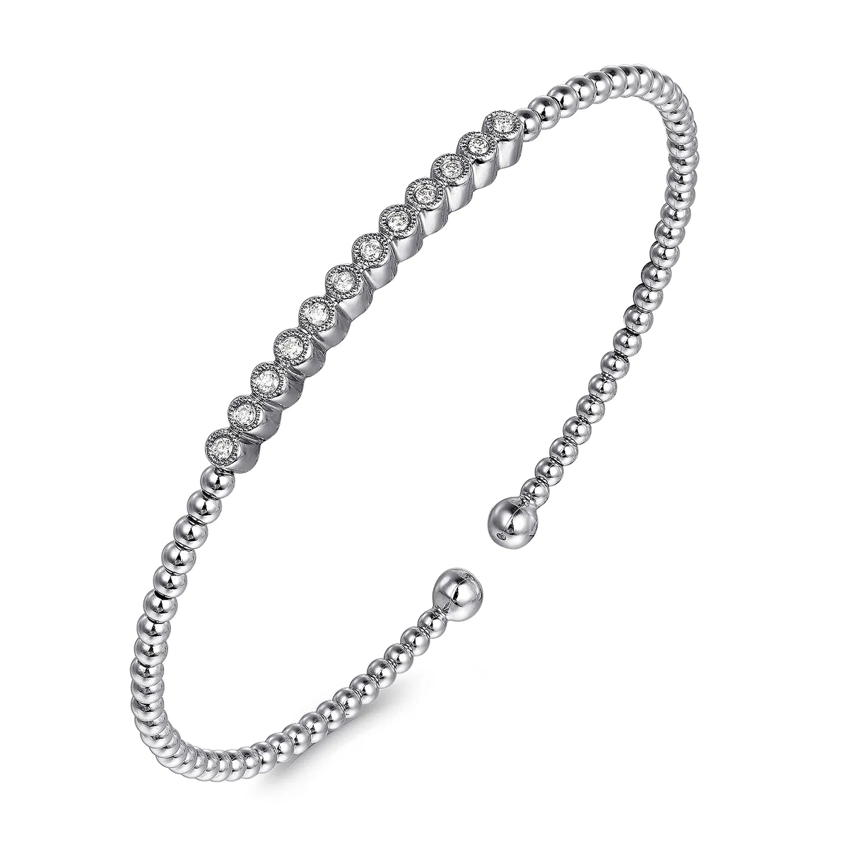 Bujukan Beaded White Gold Bezel-Set Diamond Bracelet