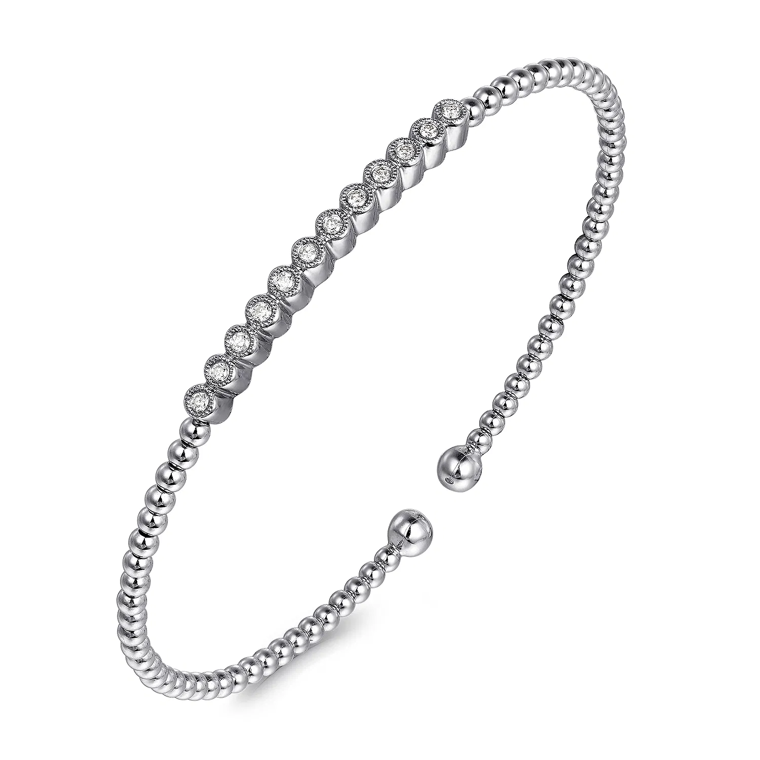 Bujukan Beaded White Gold Bezel-Set Diamond Bracelet