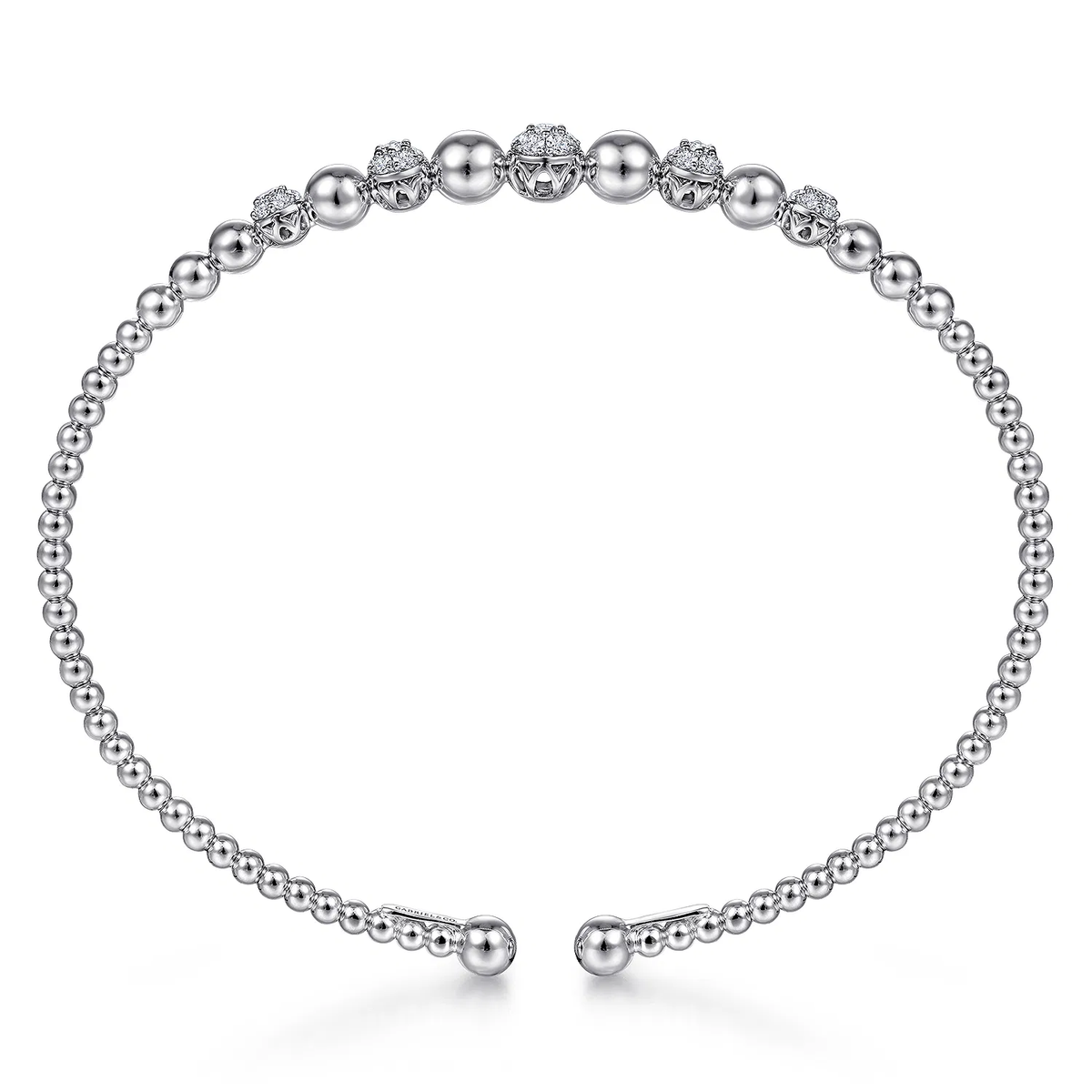 Bujukan Bead Cuff Bracelet with Pave Diamond Stations