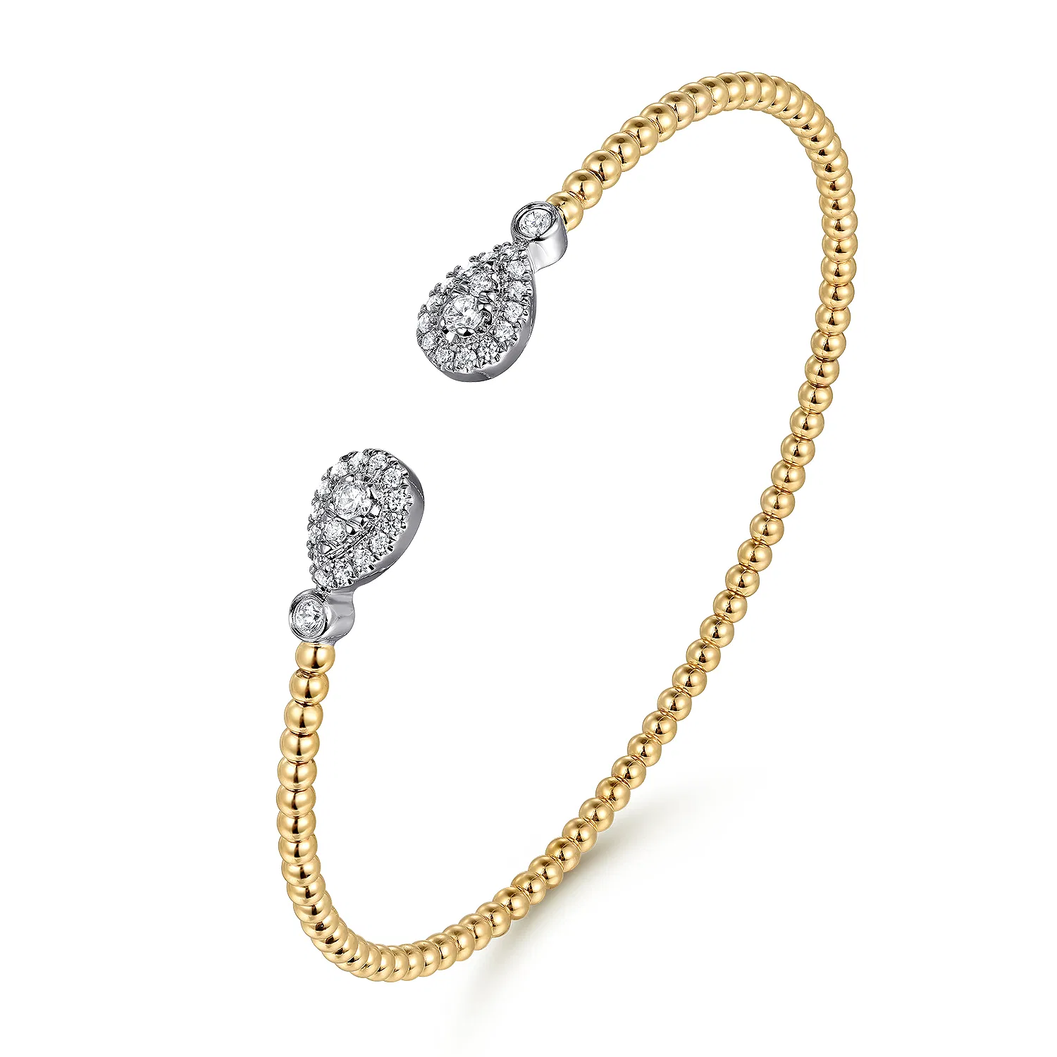 White & Yellow Gold Bujukan Diamond Teardrop Bangle Bracelet