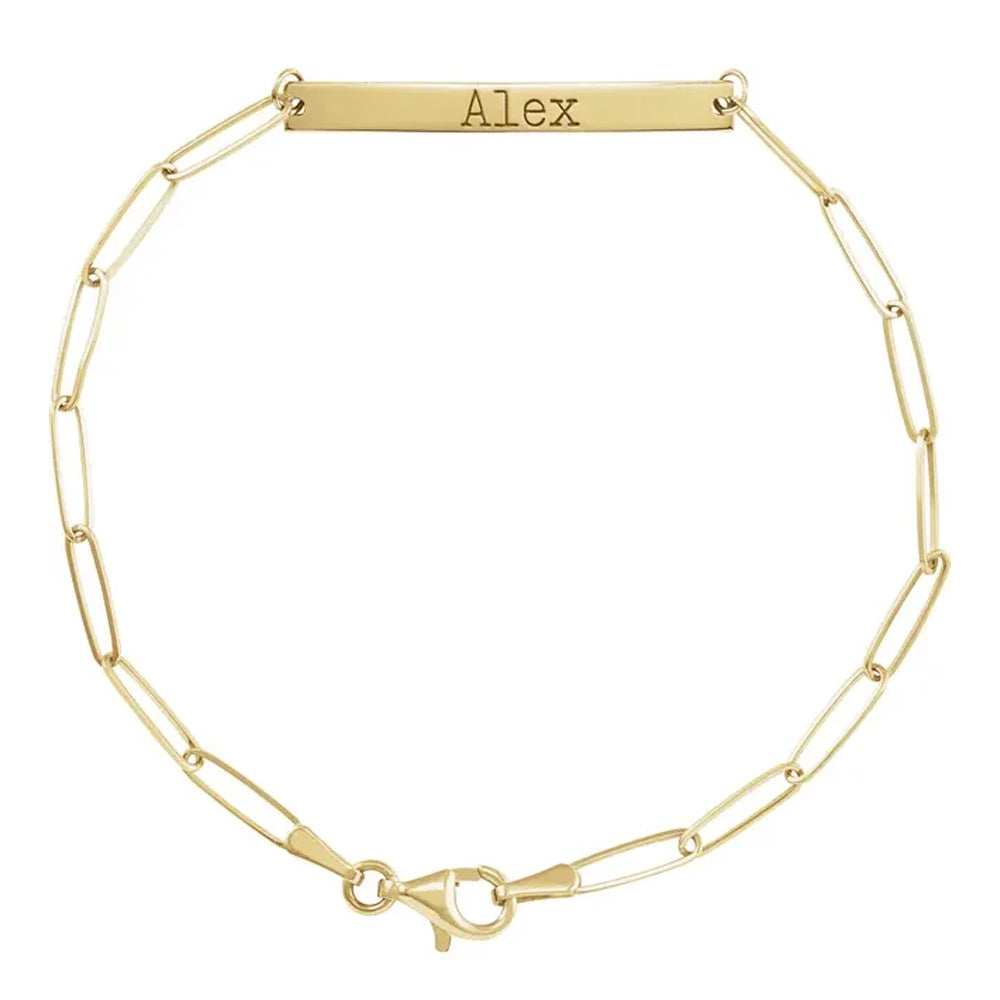 Engravable Paperclip Chain Bar Bracelet