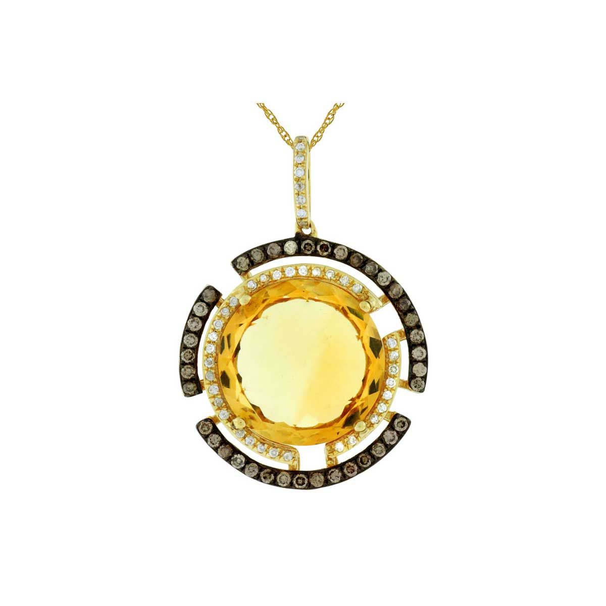 Citrine and Fancy Diamond Halo Pendant
