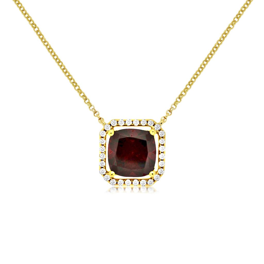 Mozambique Garnet and Diamond Pendant