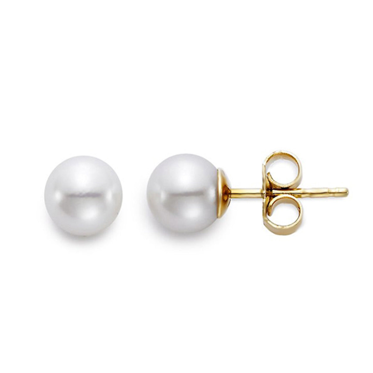 Akoya Pearl 5.5-6mm Stud Earrings in Yellow Gold