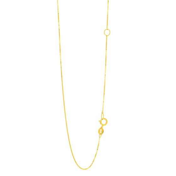 Lightweight Adjustable 20” Yellow Gold Box Chain Necklace with Spring Ring Clasp