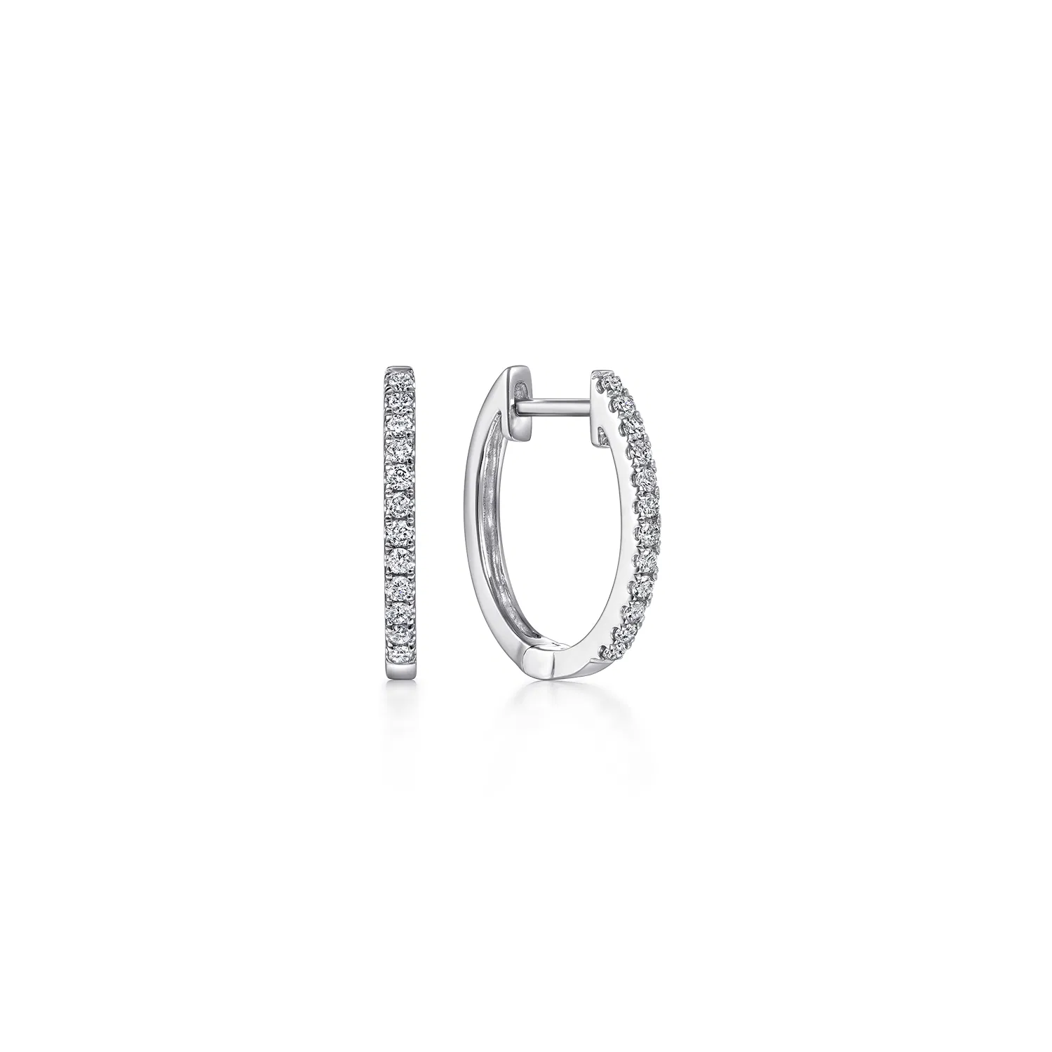 Diamond Huggie Hoop Earrings in White Gold, 0.18ctw