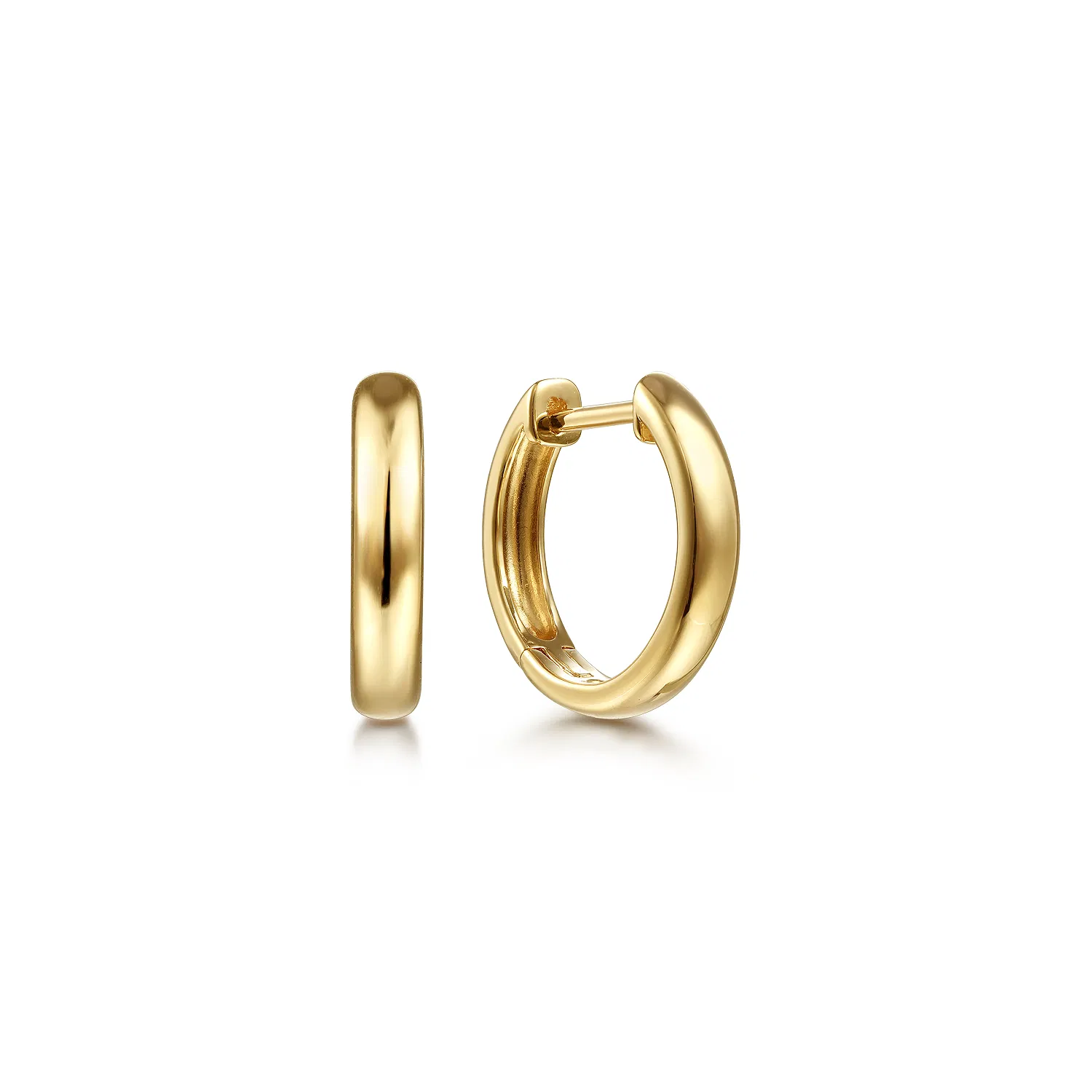 Classic 14k Yellow Gold Huggie Hoop Earrings, 15mm