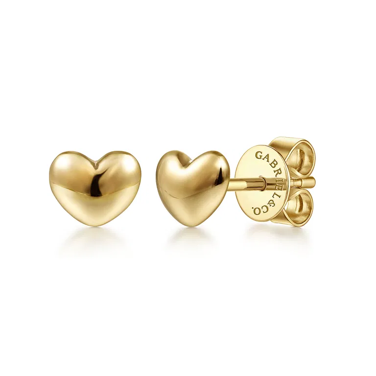 Dainty 14k Yellow Gold Heart Stud Earrings