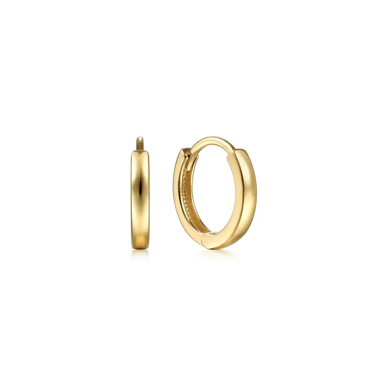 Huggie Hoop Earrings in 14k Yellow Gold, 14mm