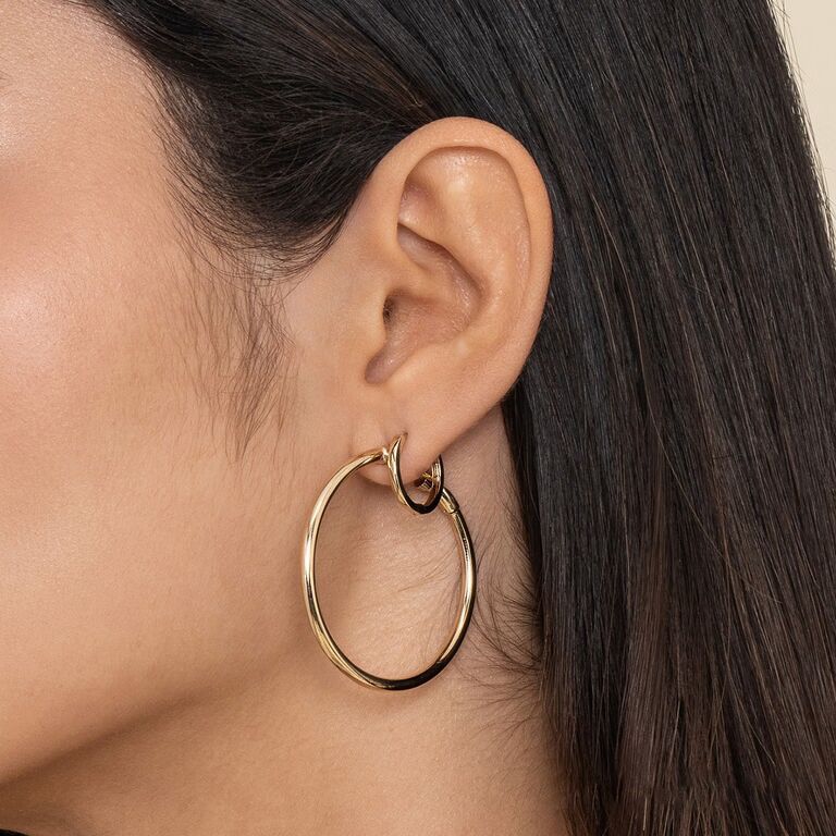 Huggie Hoop Earrings in 14k Yellow Gold, 14mm
