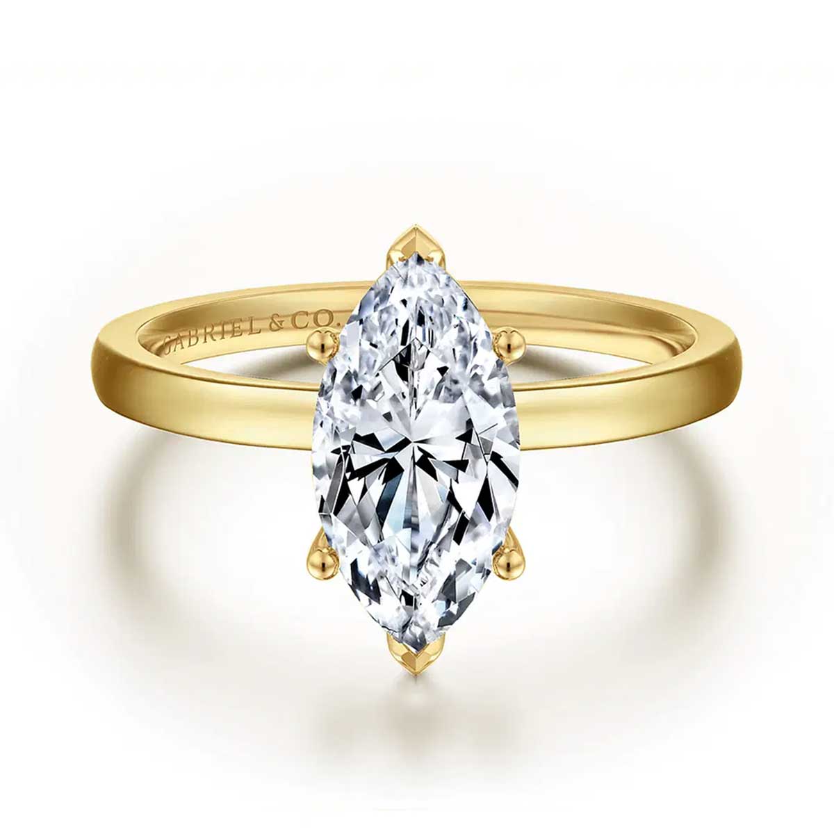 Classic Solitaire Engagement Ring Setting with Marquise Cut Diamond