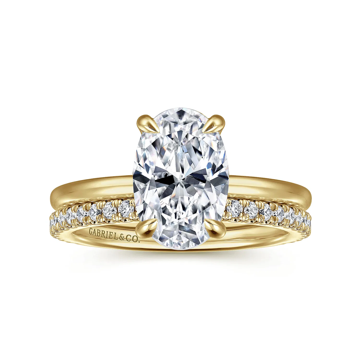 Hidden Halo Diamond Engagement Ring Setting in 14k Yellow Gold