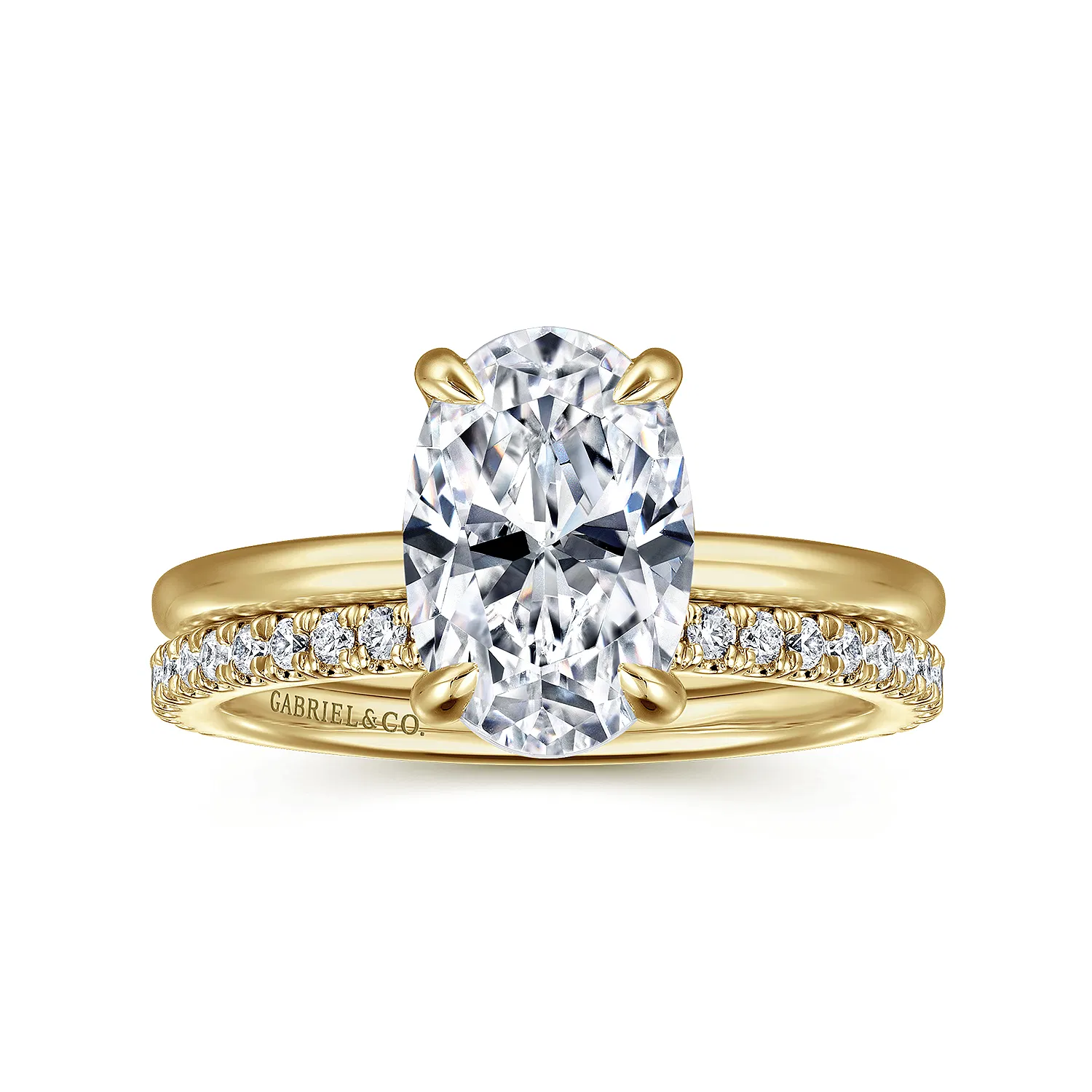 Hidden Halo Diamond Engagement Ring Setting in 14k Yellow Gold