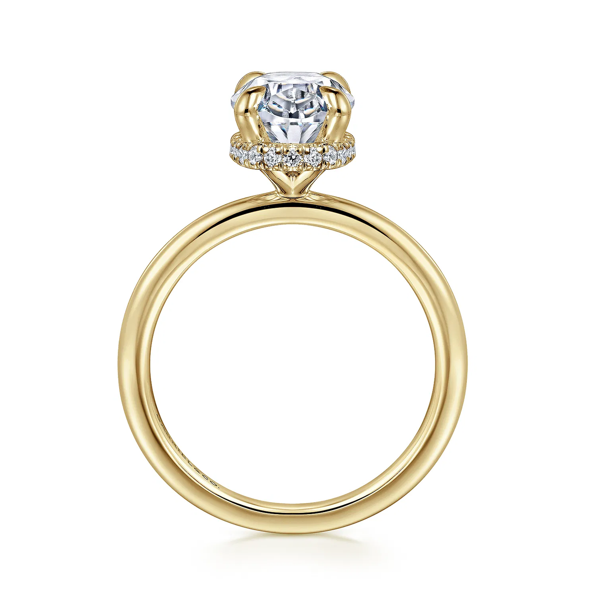 Hidden Halo Diamond Engagement Ring Setting in 14k Yellow Gold
