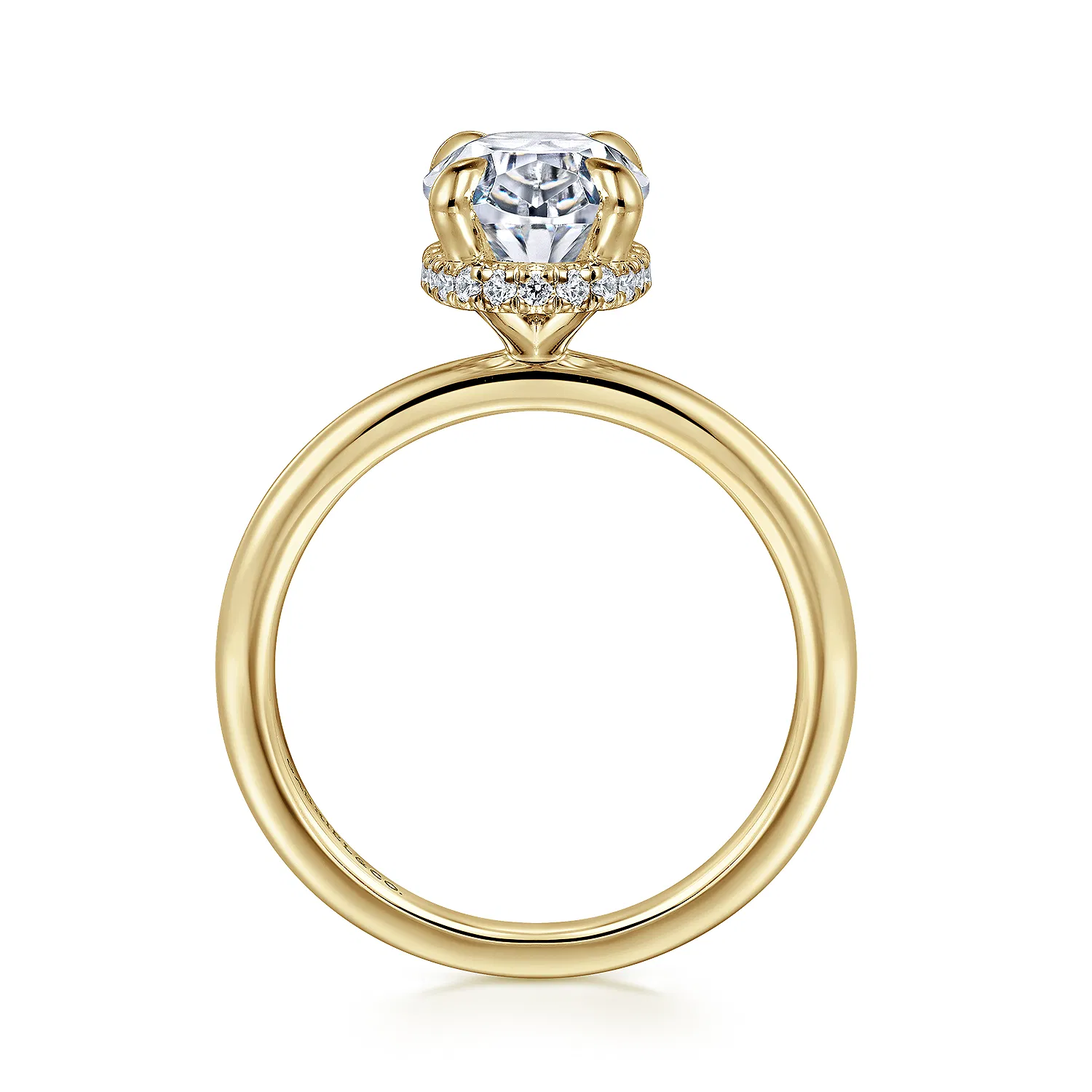Hidden Halo Diamond Engagement Ring Setting in 14k Yellow Gold