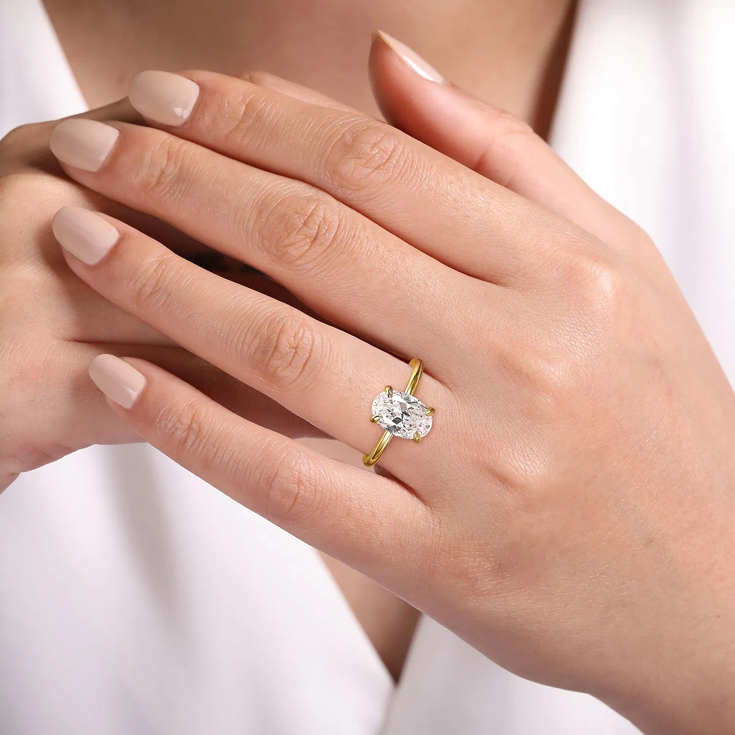 Hidden Halo Diamond Engagement Ring Setting in 14k Yellow Gold