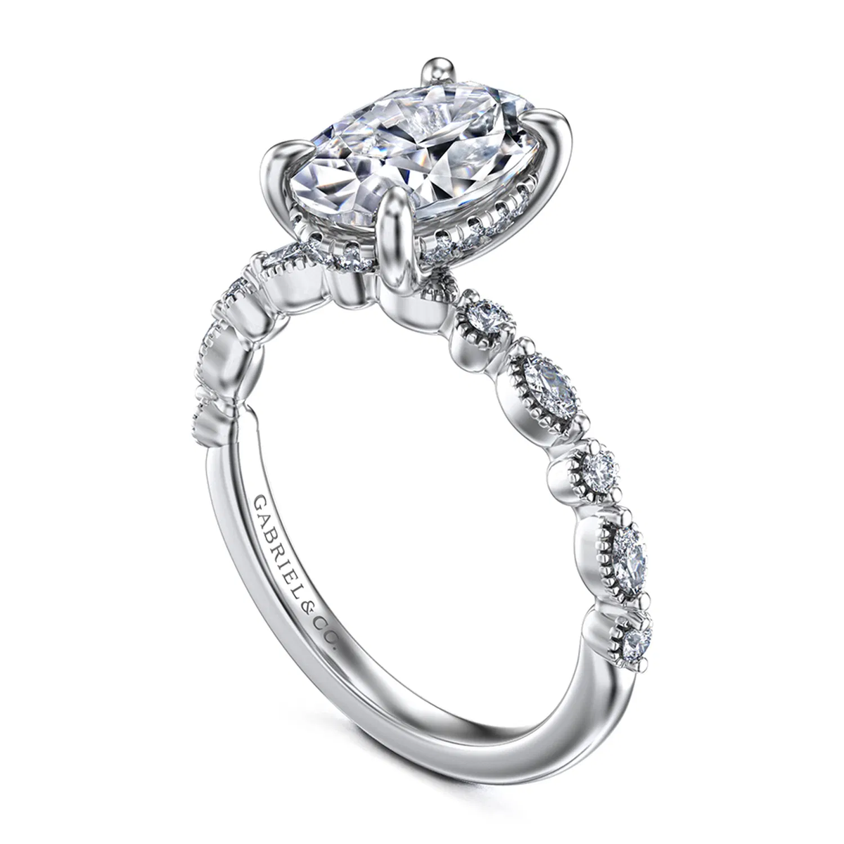 Victorian-Inspired Hidden Halo Diamond Engagement Ring Setting