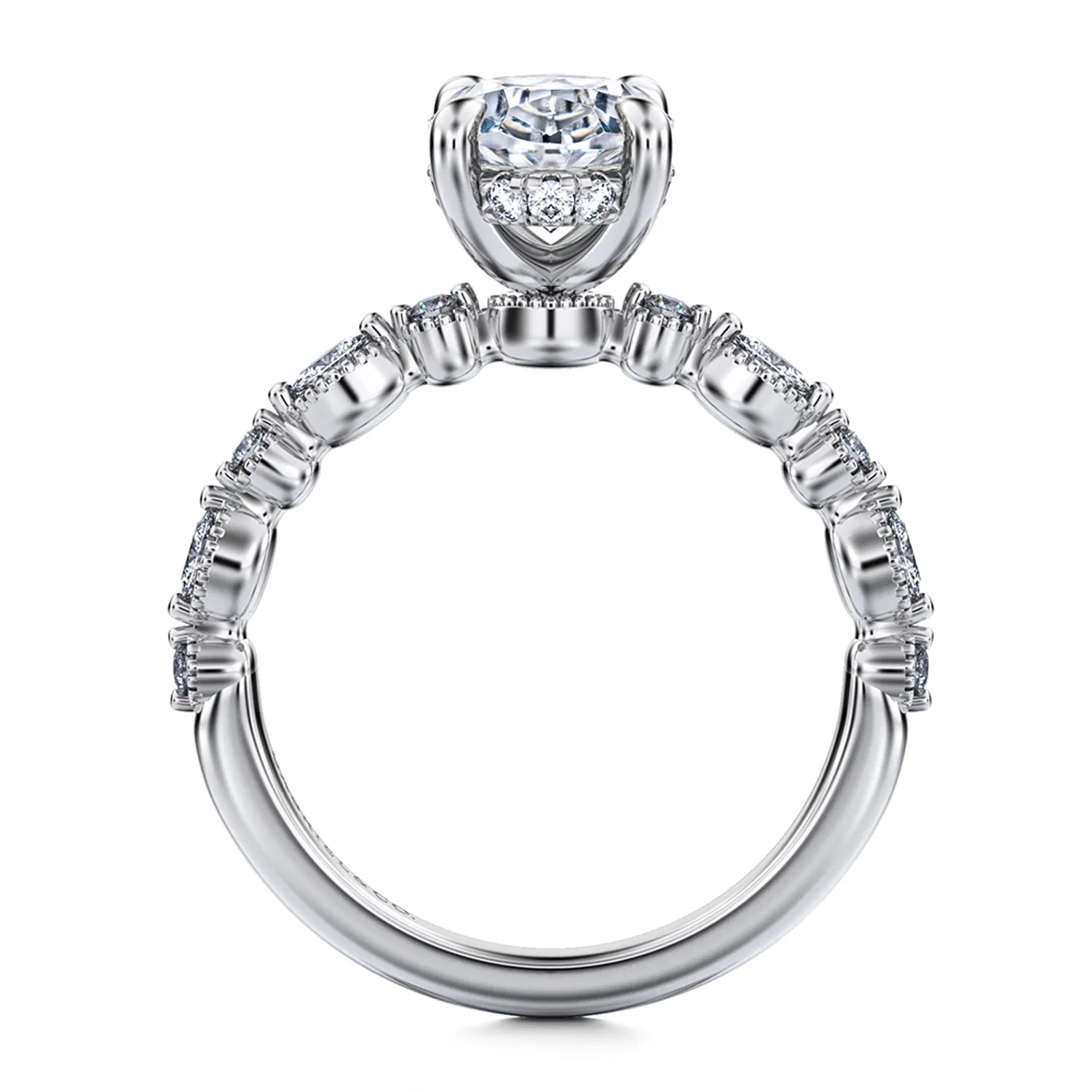 Victorian-Inspired Hidden Halo Diamond Engagement Ring Setting