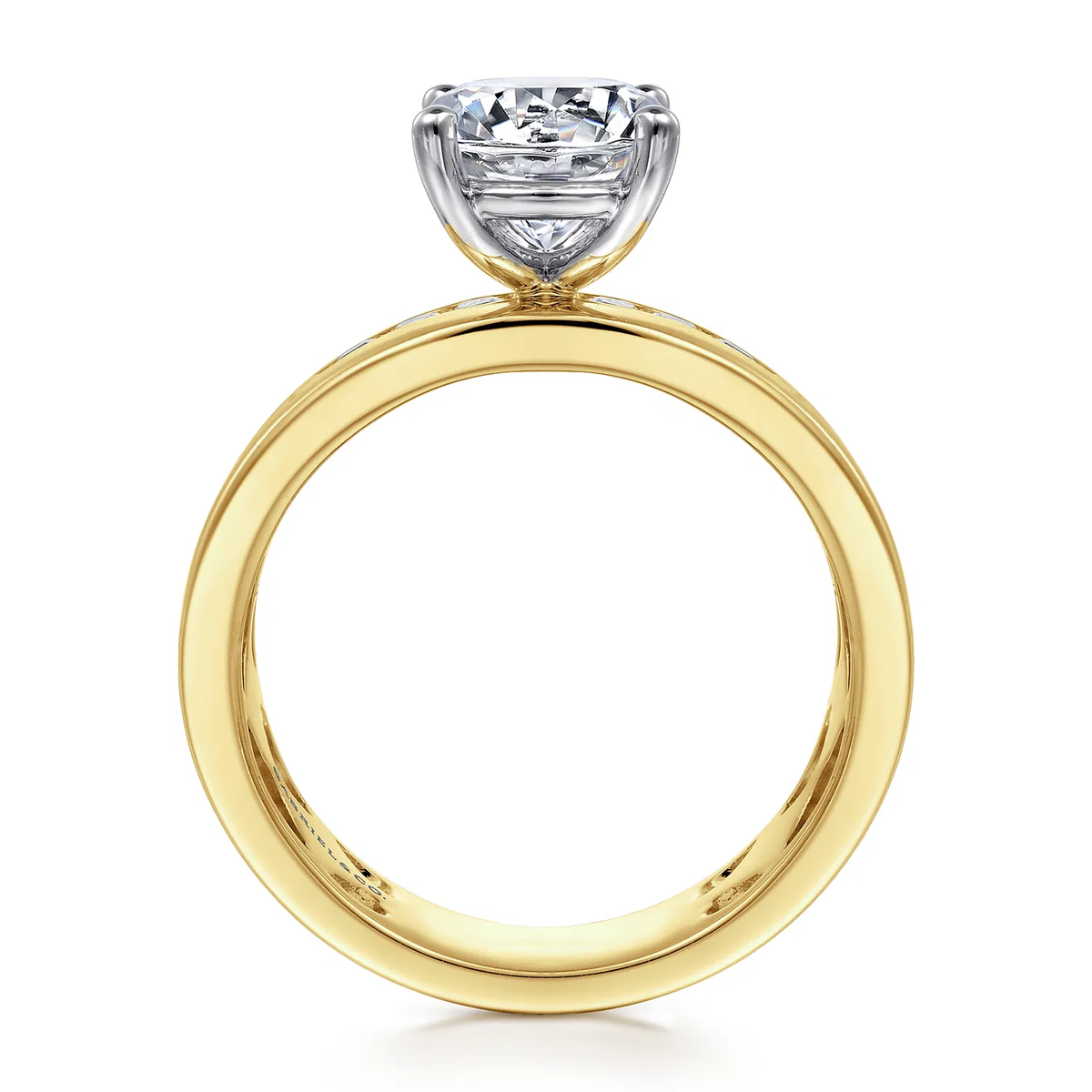 Wide Band Diamond Engagement Ring Setting with Channel Set Diamonds