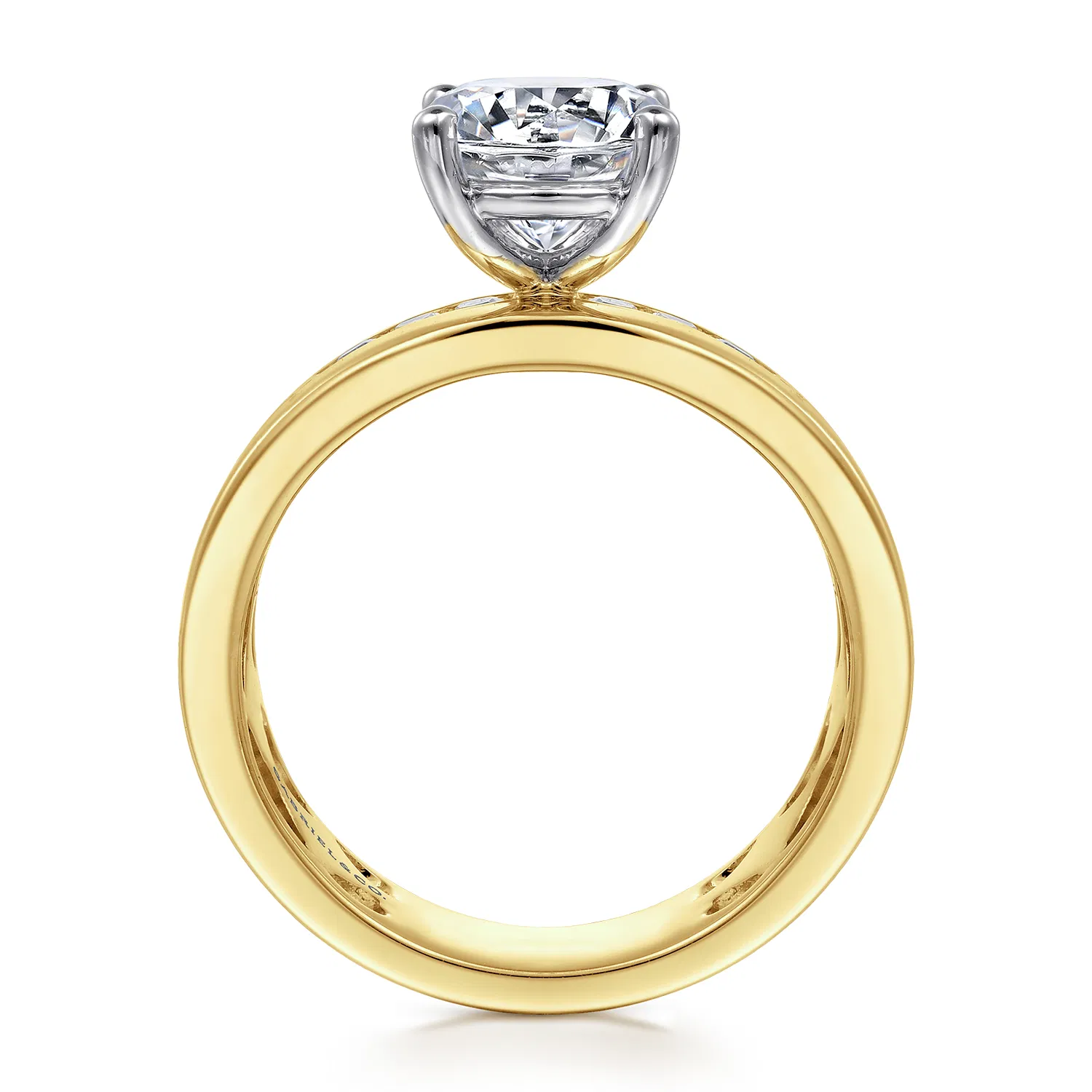 Wide Band Diamond Engagement Ring Setting with Channel Set Diamonds