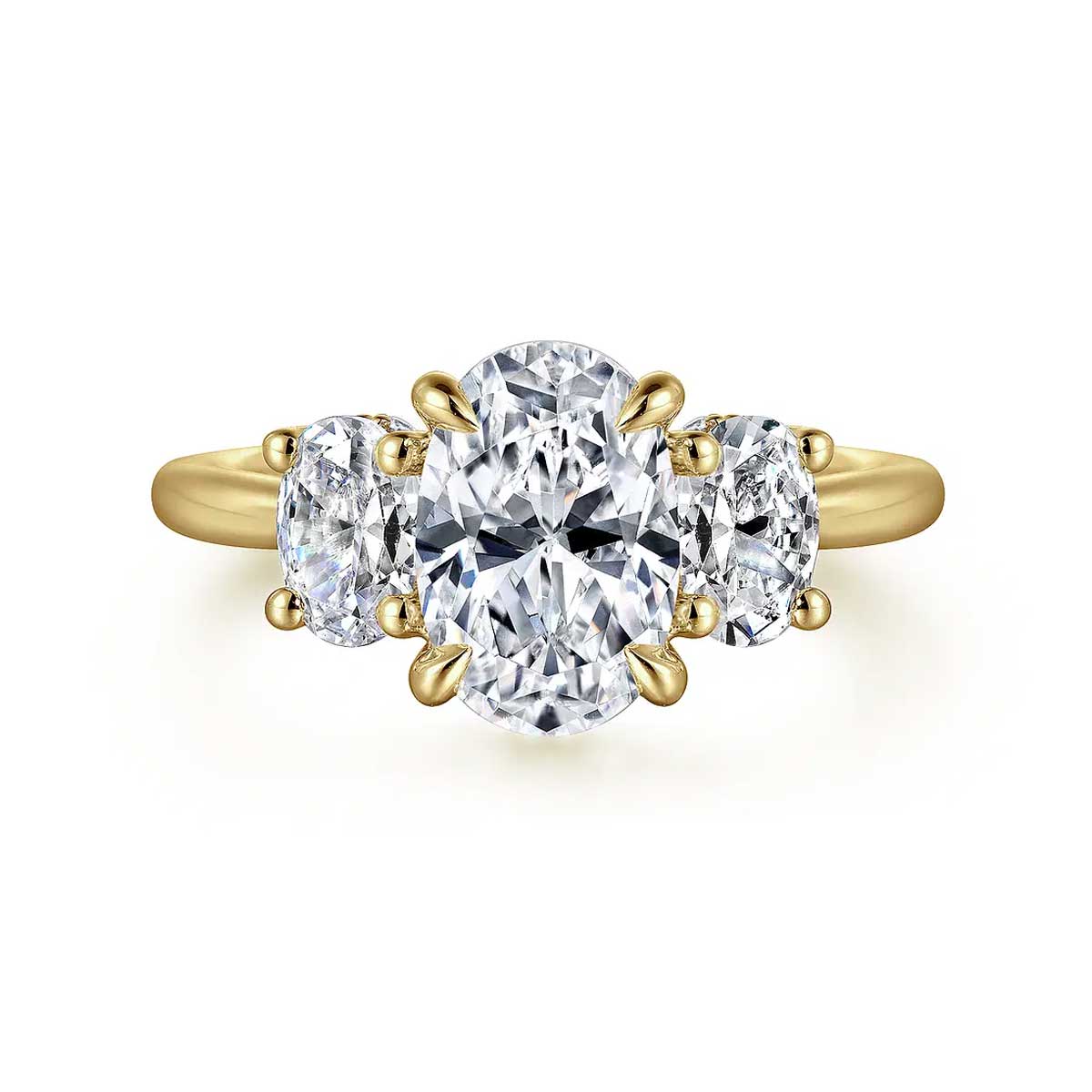 Charisa Oval 3-Stone Engagement Ring Setting with Hidden Halo