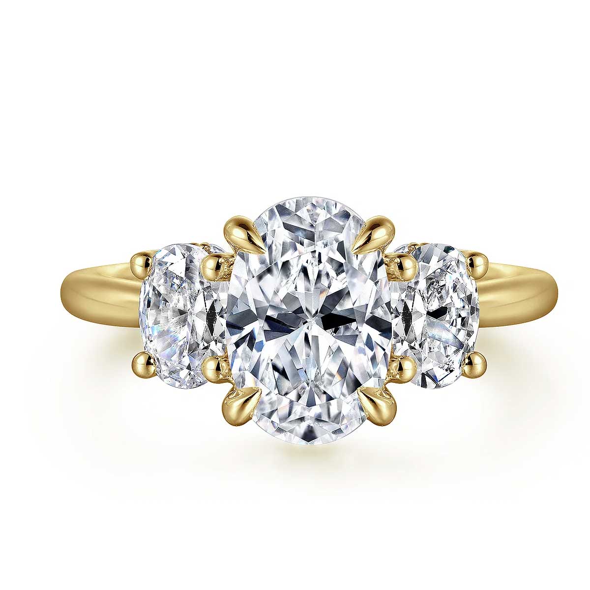 Charisa Oval Diamond Engagement Ring Setting with Hidden Halo and Side Diamonds