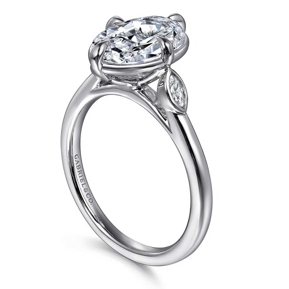 Charli Oval Diamond Engagement Ring Setting with Side Diamonds