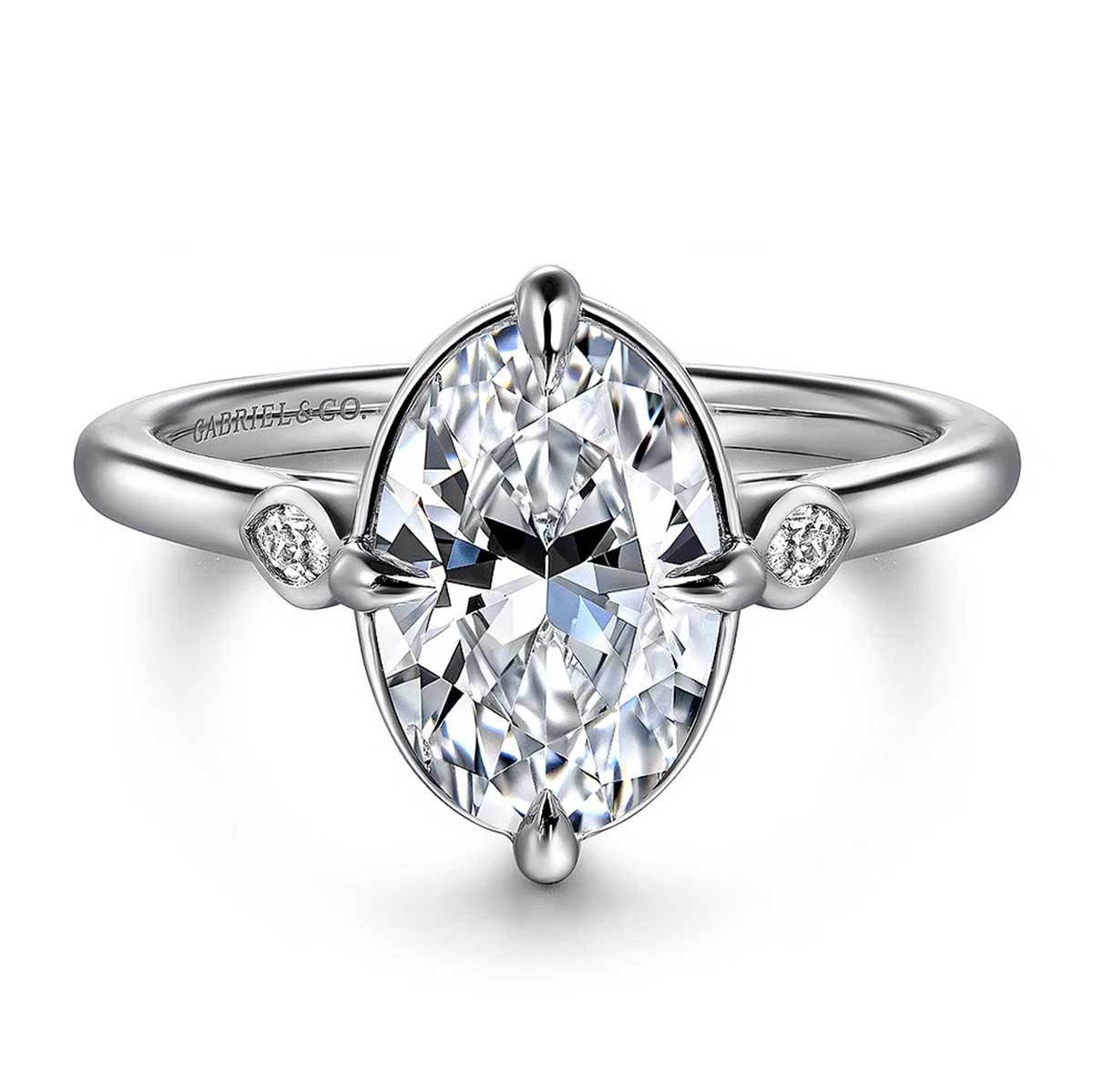 Charli Oval Diamond Engagement Ring with Side Diamonds