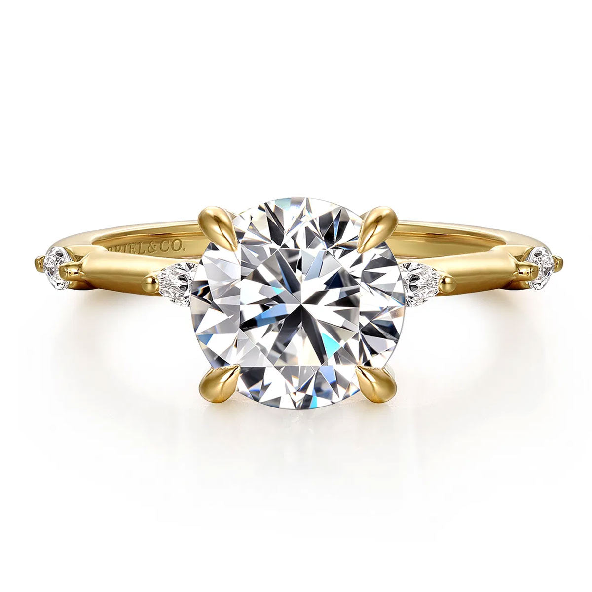 Marline Round Engagement Ring Setting with Marquise Diamond Accents