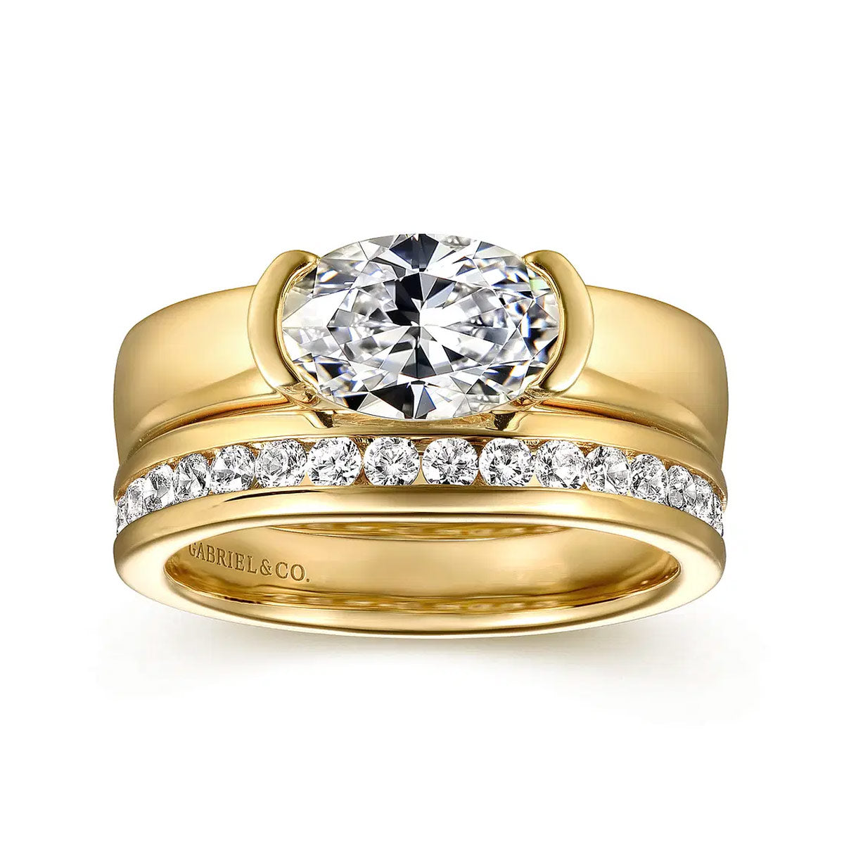 Bara East-West Oval Diamond Engagement Ring Setting