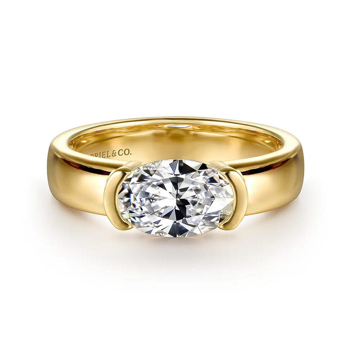 Bara East-West Oval Diamond Engagement Ring Setting