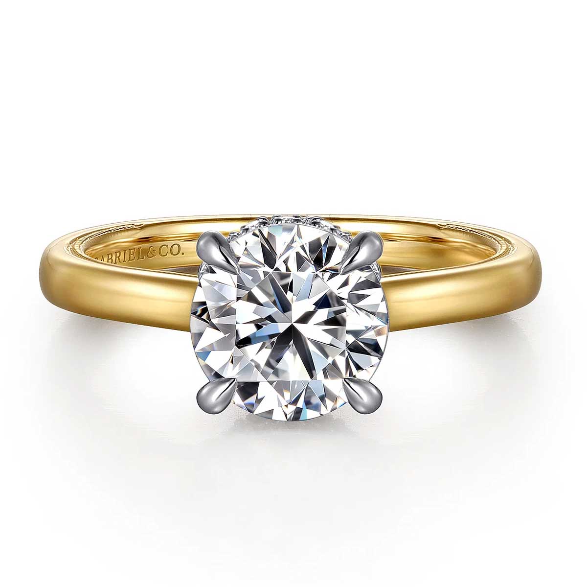 Sandi Round Diamond Engagement Ring Setting with Hidden Halo