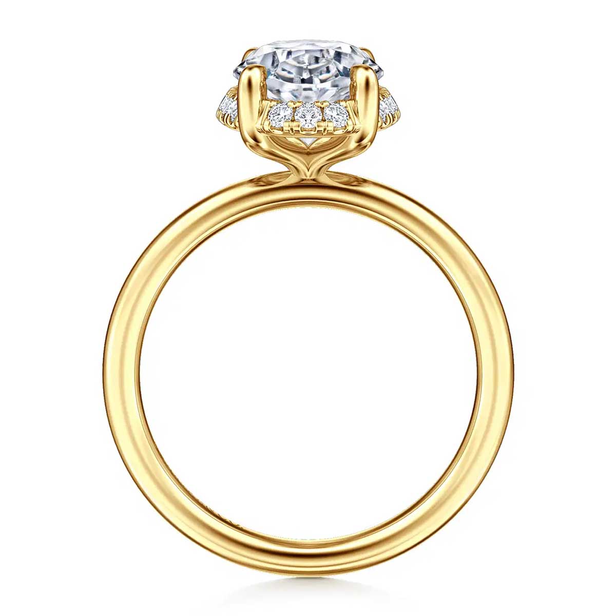 Oval Hidden Halo Diamond Engagement Ring Setting, 0.11 cttw