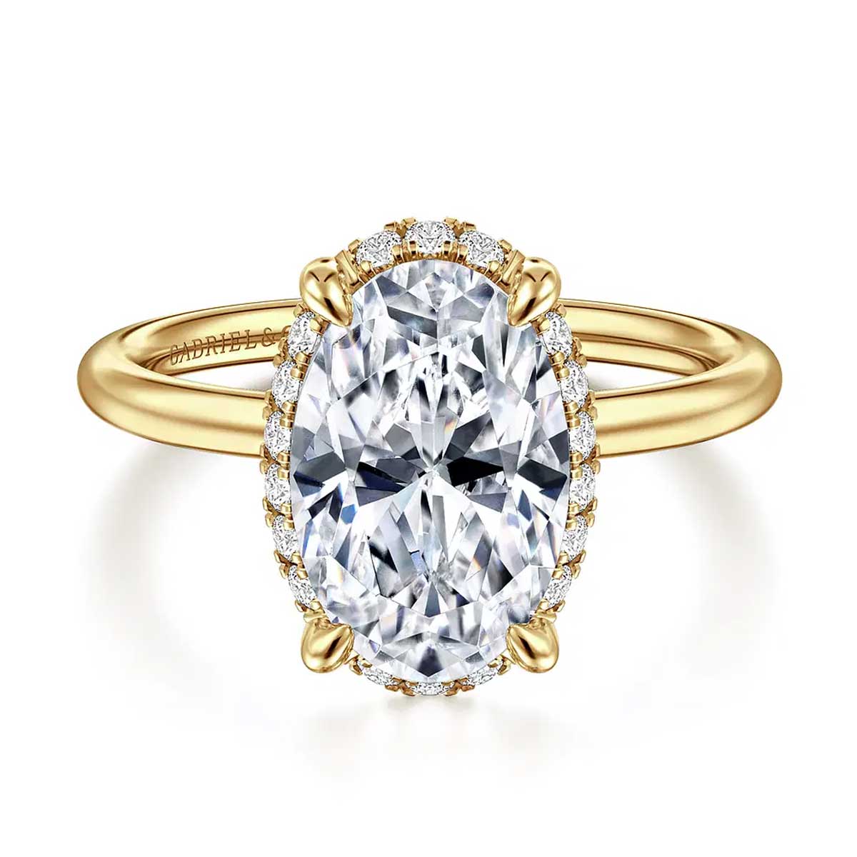 Oval Hidden Halo Diamond Engagement Ring Setting, 0.11 cttw