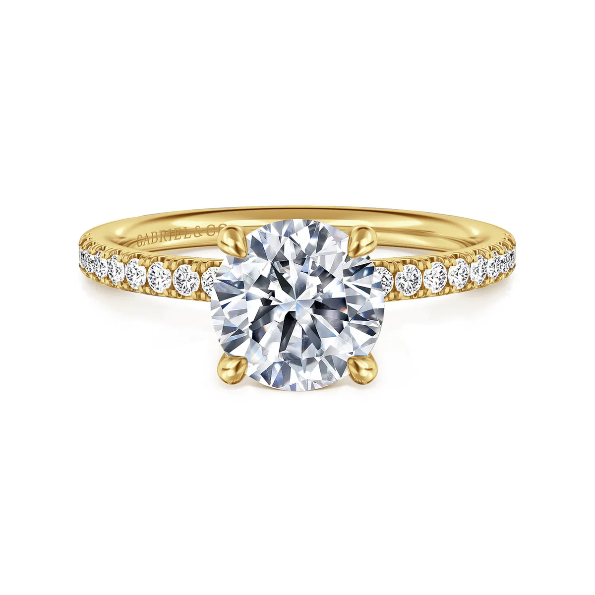 Round Diamond Engagement Ring Setting with Diamond Band, 0.20 cttw