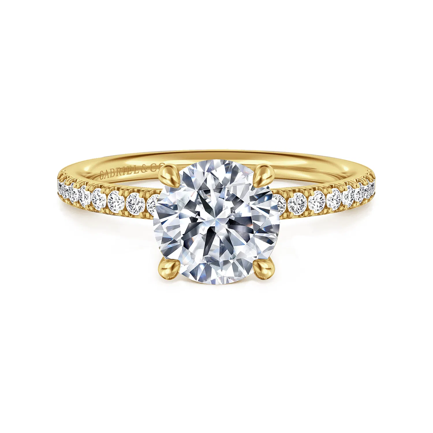 Round Diamond Engagement Ring Setting with Diamond Band, 0.20 cttw