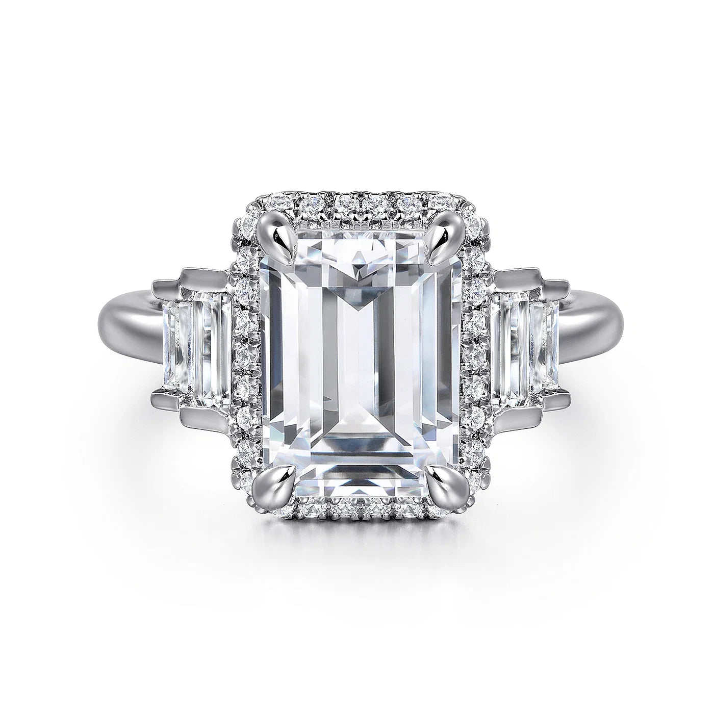 Emerald-cut diamond engagement ring