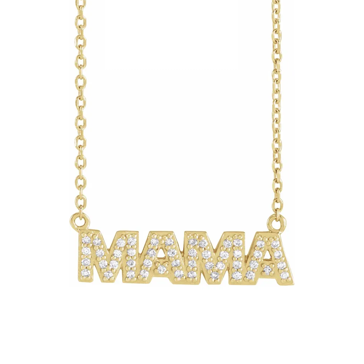 Diamond MAMA necklace in 14k white gold