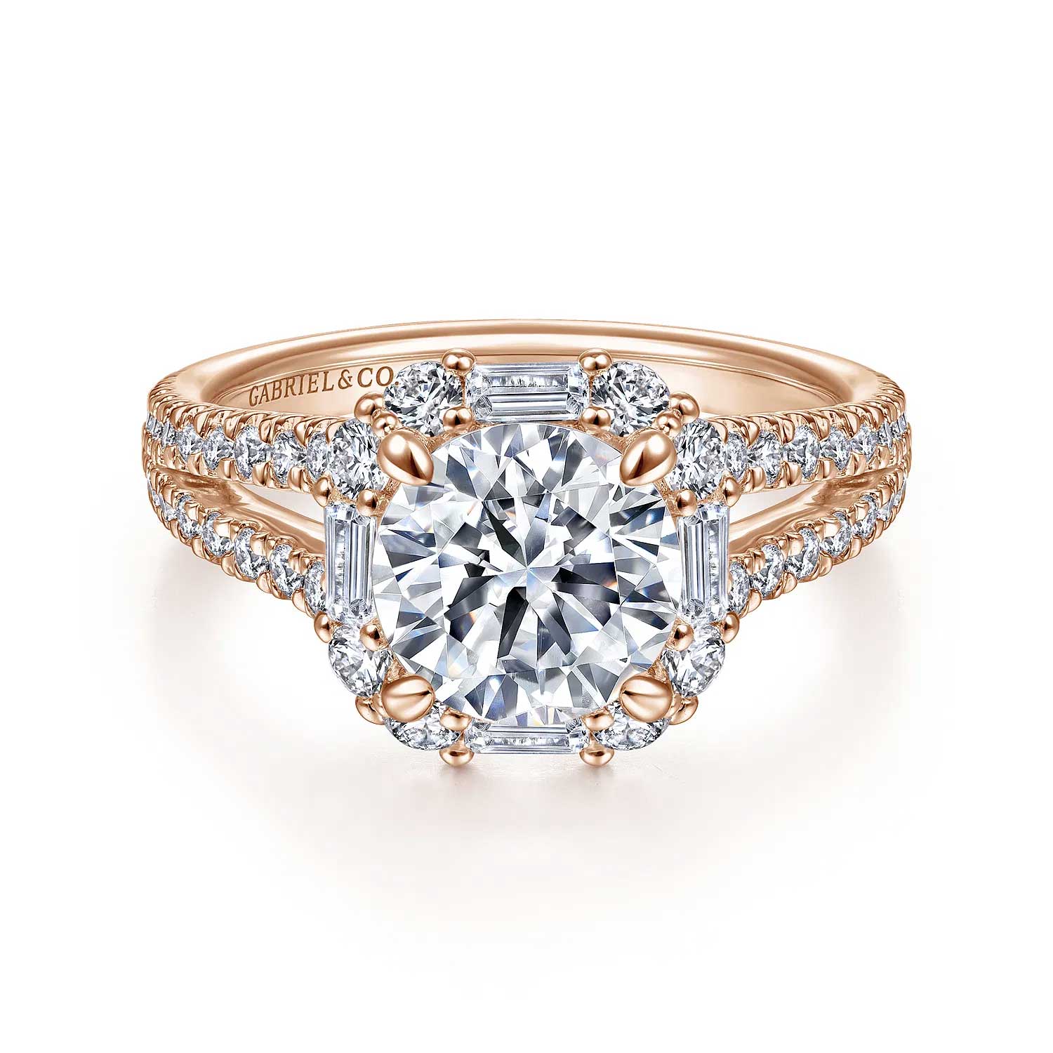 Rainier Cushion Halo Round Diamond Engagement Ring Setting