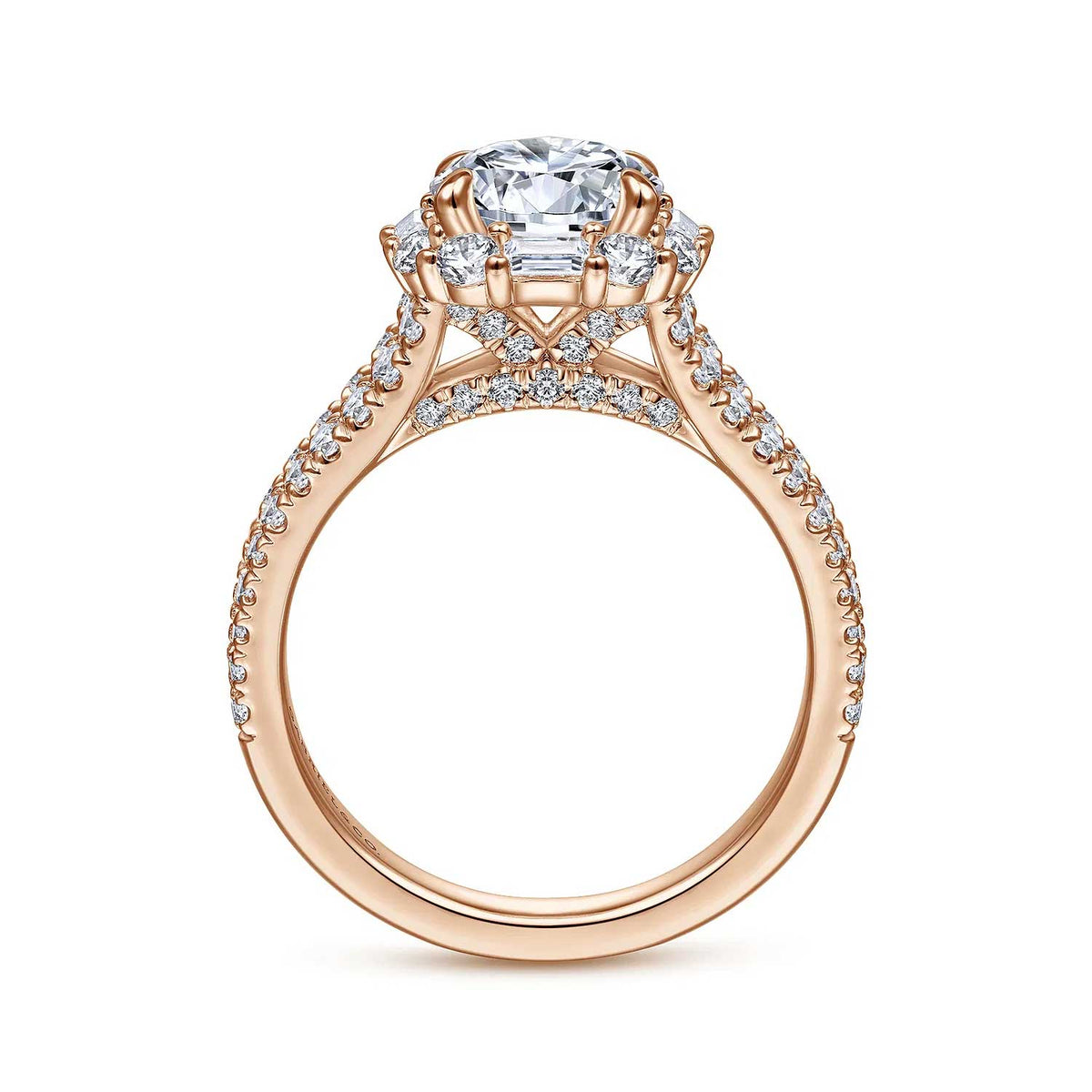 Rainier Cushion Halo Round Diamond Engagement Ring Setting
