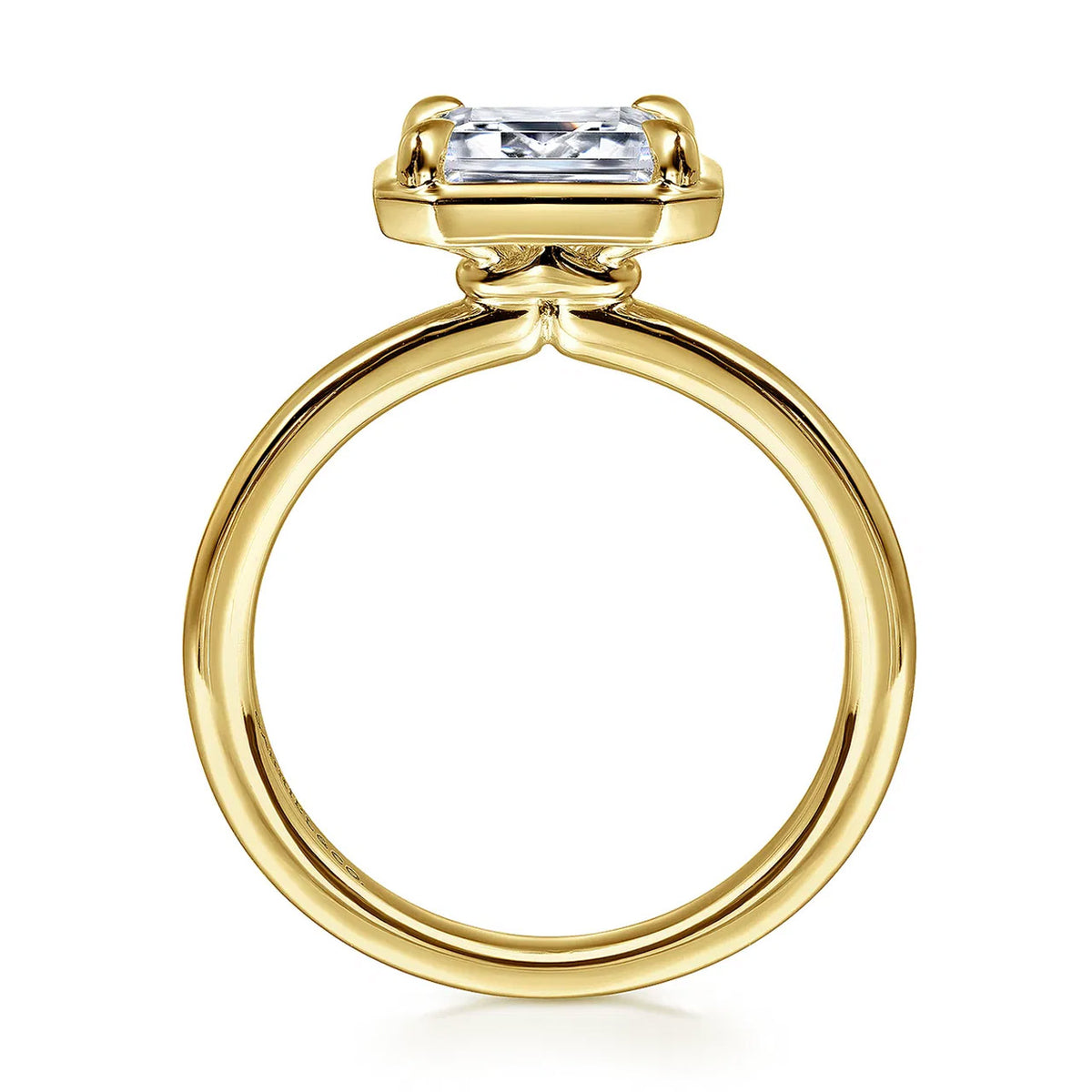 Linen Bezel-Set Emerald Cut Diamond Engagement Ring Setting