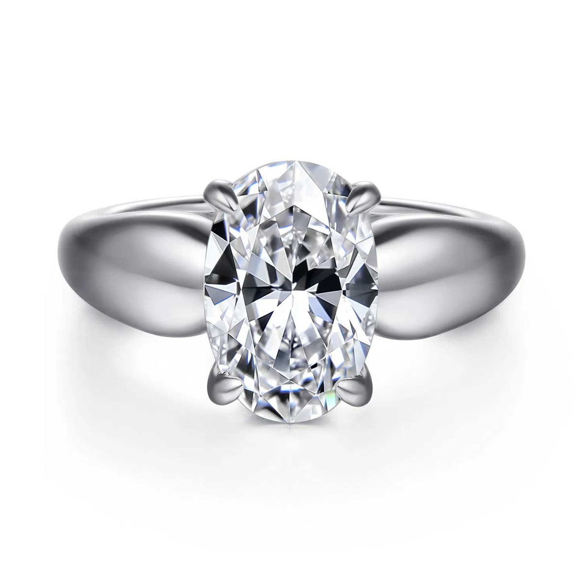 Raven Wide Band Oval Engagement Ring Setting with Hidden Halo