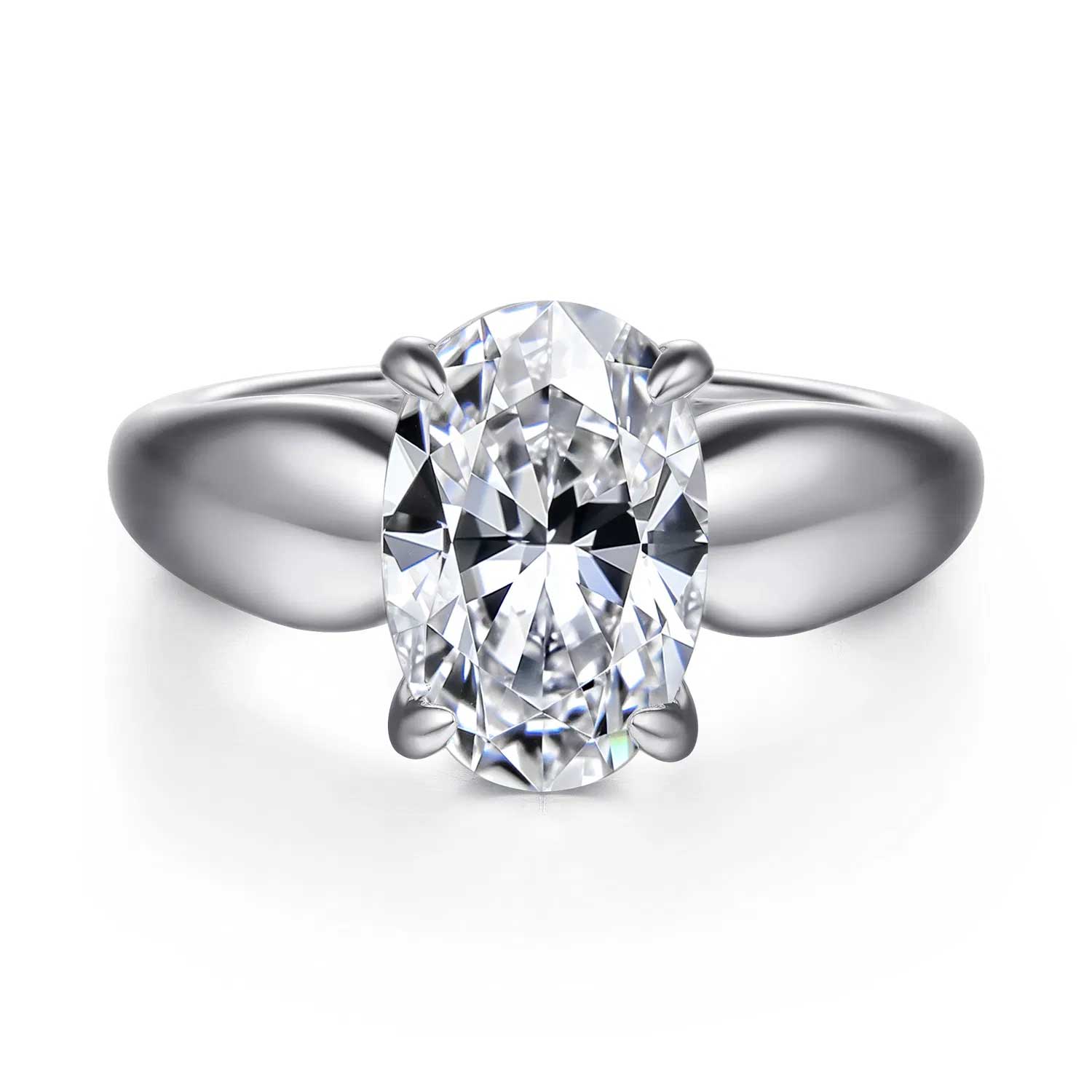 Raven Wide Band Oval Engagement Ring Setting with Hidden Halo