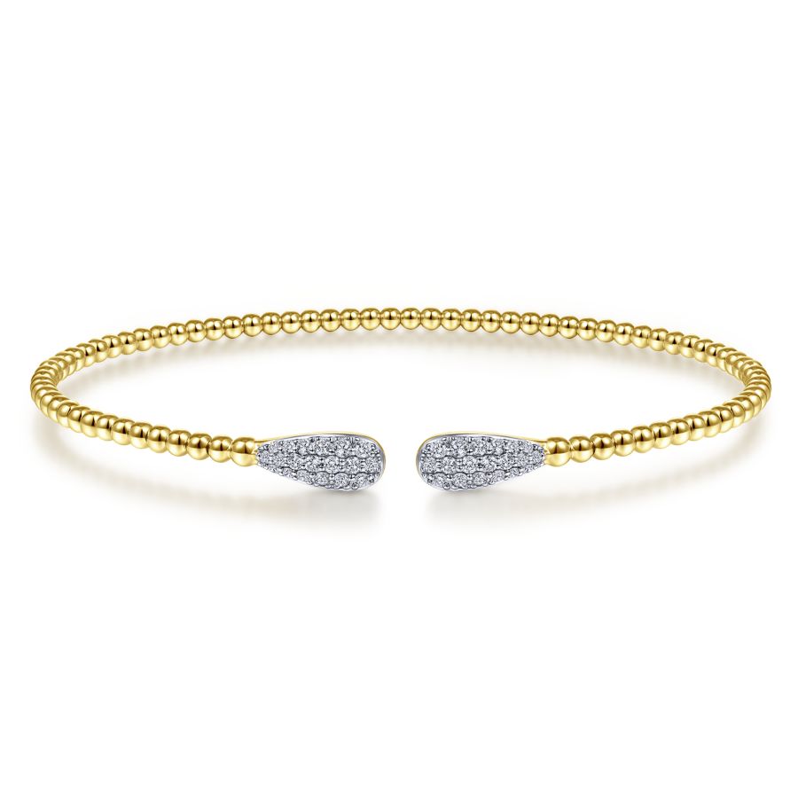 Bujukan Bead Cuff with Pave Diamond Teardrops