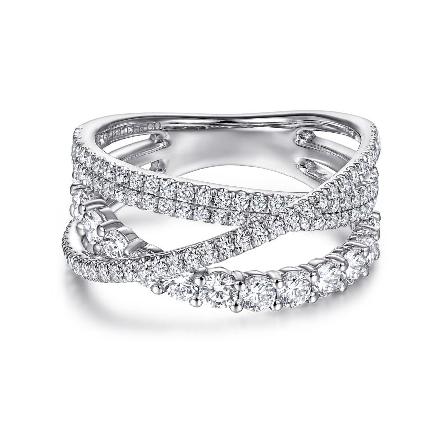 Criss Cross Layered Diamond Ring in White