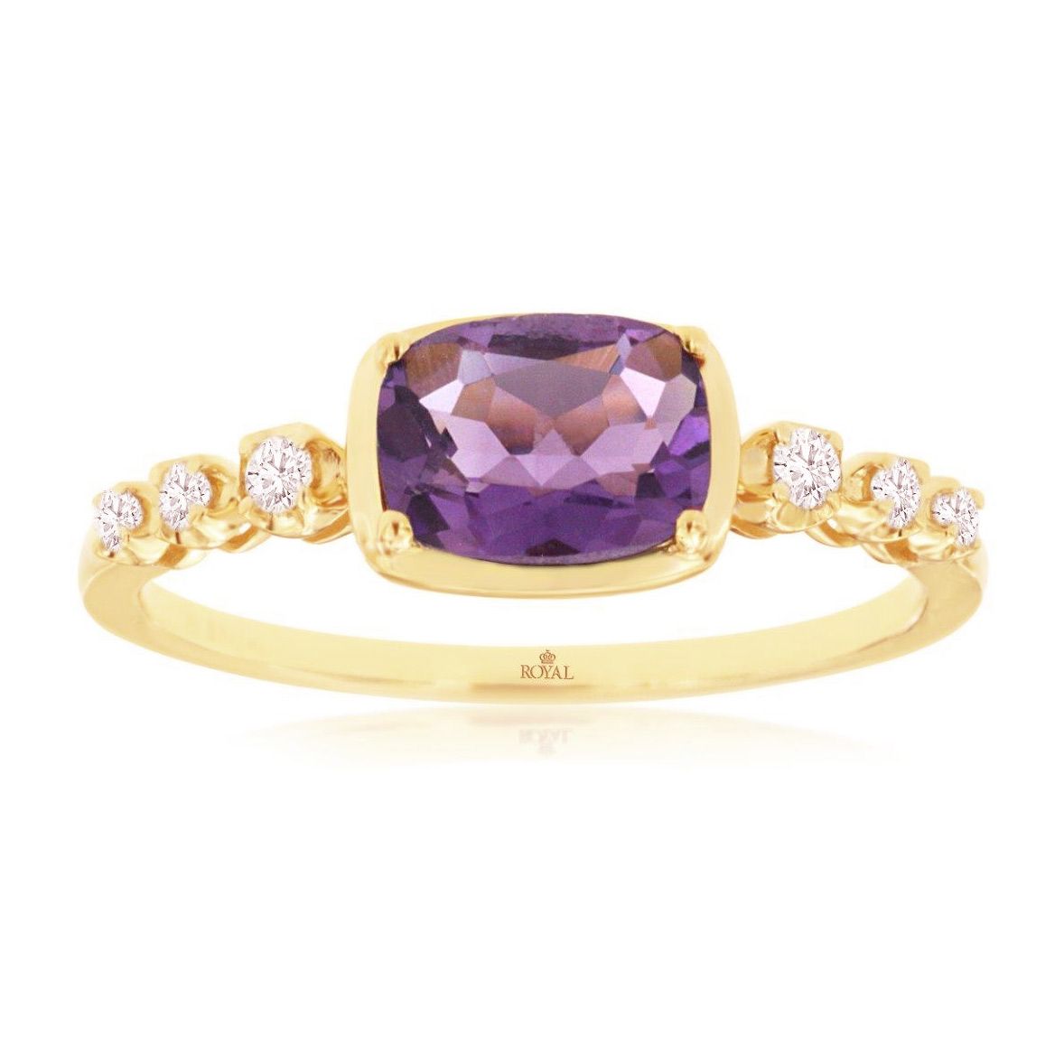 Amethyst and Diamond East-West Set Ring