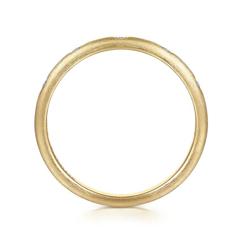 Brushed 14k Yellow Gold Stacking Diamond Band