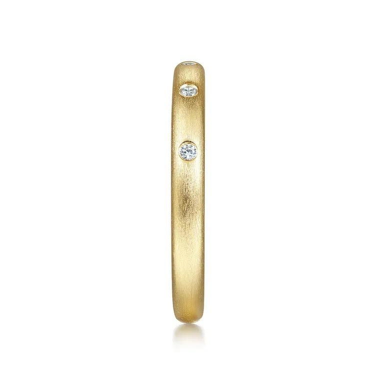 Brushed 14k Yellow Gold Stacking Diamond Band