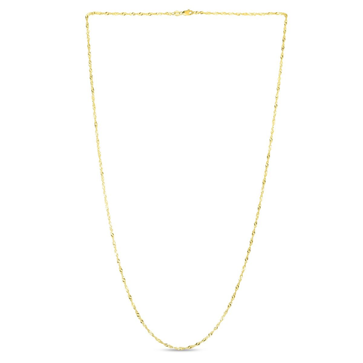 Delicate 1.3mm Singapore Chain 18” Necklace in 14k Yellow Gold